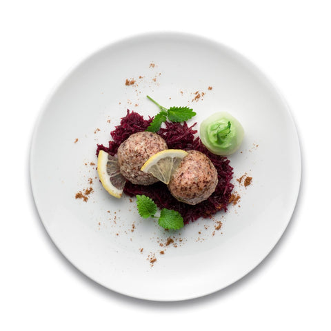 Hühnerleber-Pralinen mit Urkarotte und Zitrone